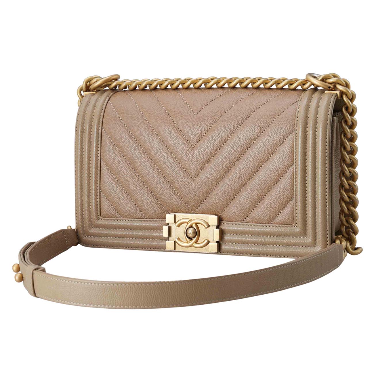 CHANEL(USED)샤넬 보이샤넬 캐비어 쉐브론 미듐